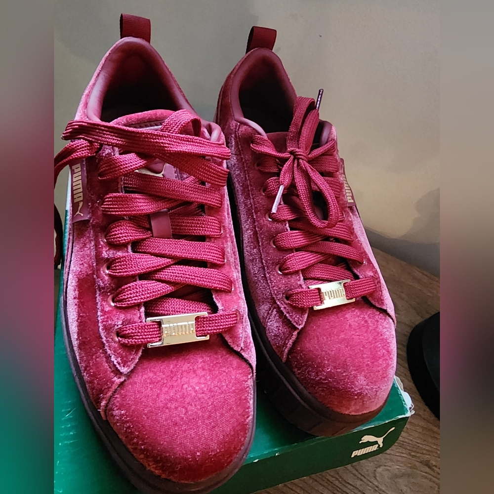 Puma Burgandy Red Sneakers Vibrant Suede Casual